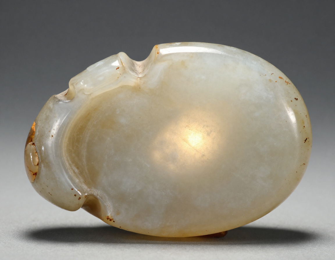 A close-up, high-resolution photo showing the natural, irregular inclusions and slight cloudy banding inside an authentic antique Chinese agate carving, illuminated from behind to show translucency. - Antique identification guide