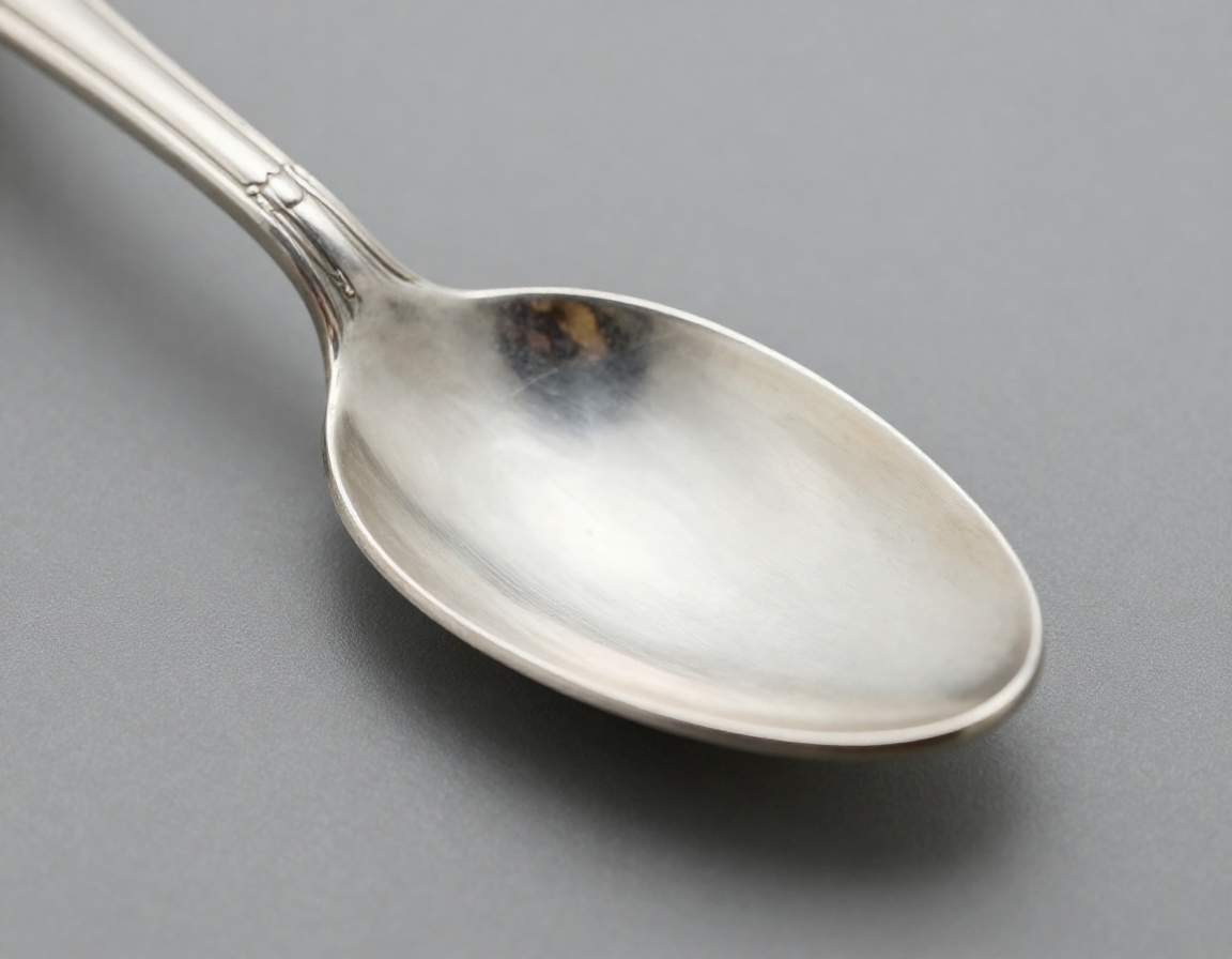A photo showing the detrimental effects of dip-cleaning: a silver spoon that looks shockingly white, flat, and matte, completely lacking the warm, reflective patina characteristic of well-maintained antique silver. - Antique identification guide