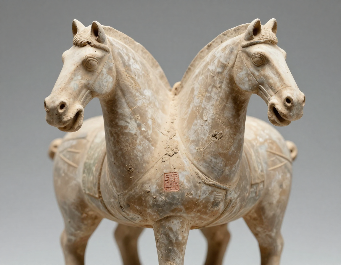 A close-up showing the unglazed, pale buff earthenware body of a Tang Dynasty horse, highlighting the natural soil encrustation and root marks clinging to the surface. - Antique identification guide