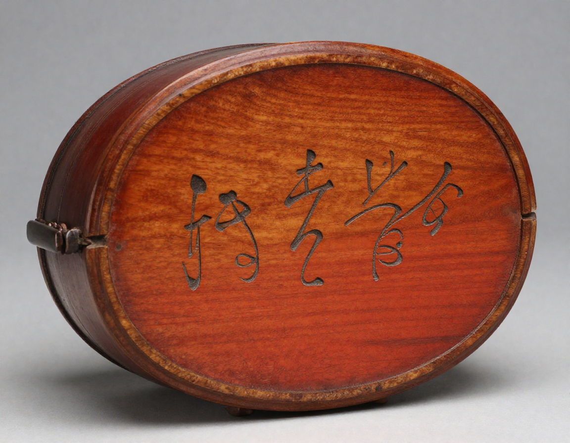 Detailed photograph of the underside of a wooden okimono showing a crisp, deeply carved Japanese kanji signature set within a red lacquer reserve. - Antique identification guide