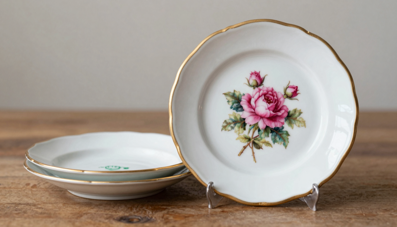 Old Abbey Limoges hand-painted porcelain charger with green backstamp